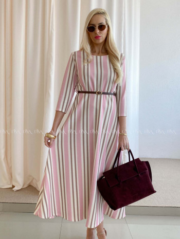 Pruhované maxi šaty ružové AB 72