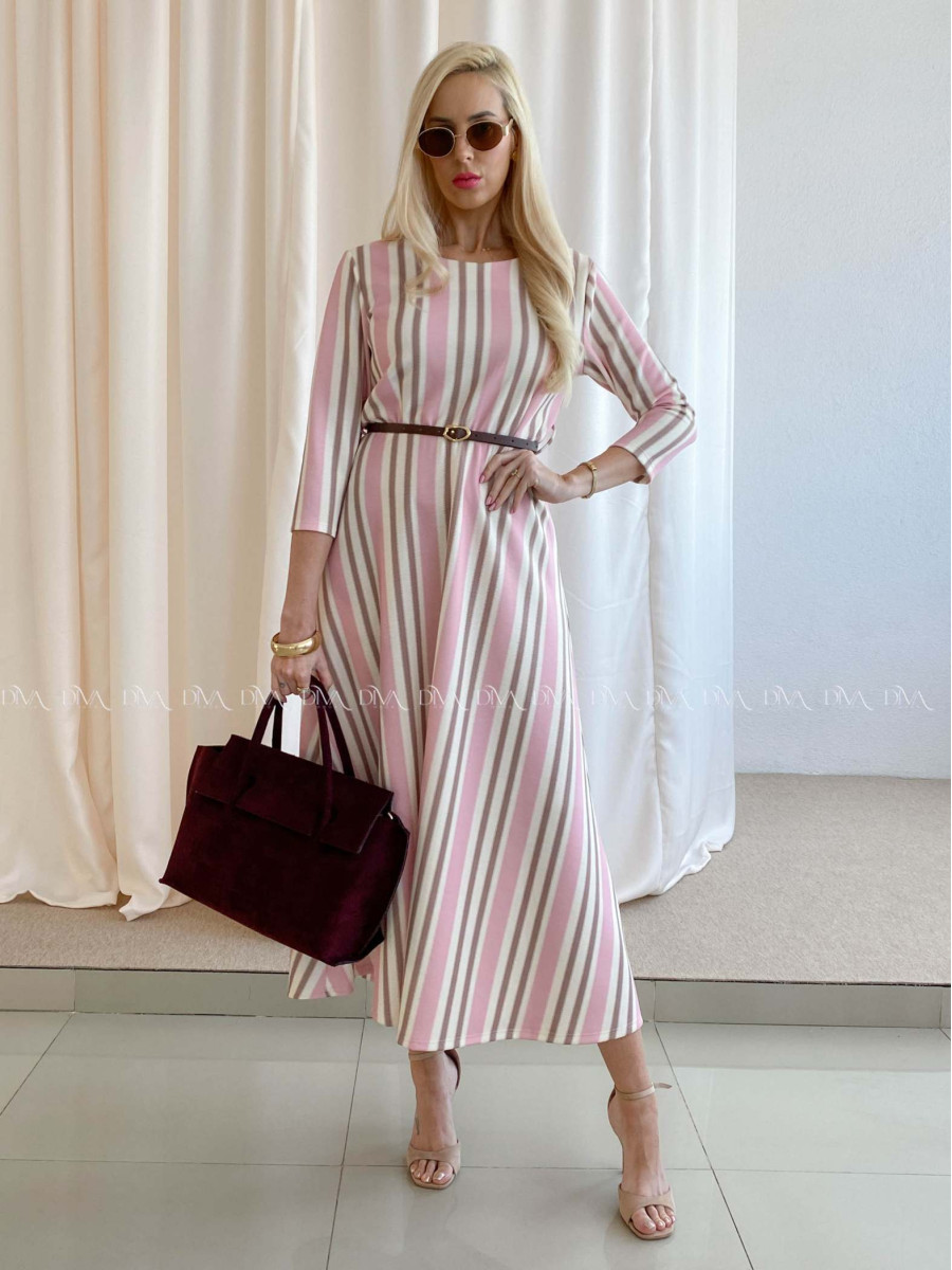 Pruhované maxi šaty ružové AB 72