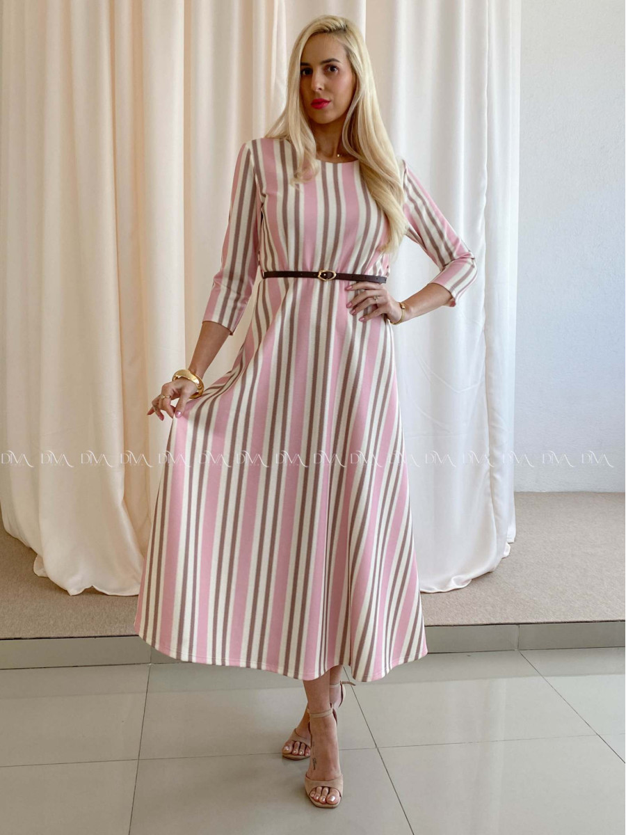 Pruhované maxi šaty ružové AB 72