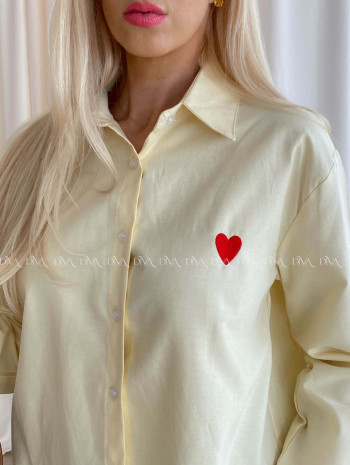 Predĺžená košeľa so srdiečkom butter yellow AB 67