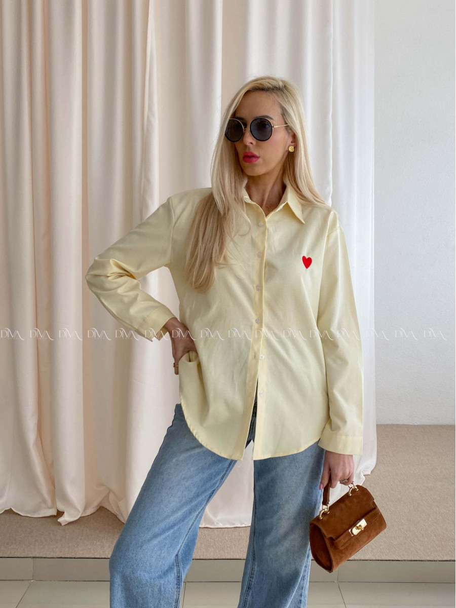 Predĺžená košeľa so srdiečkom butter yellow AB 67