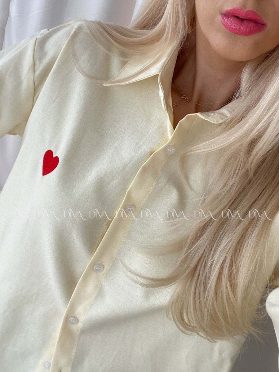 Predĺžená košeľa so srdiečkom butter yellow AB 67