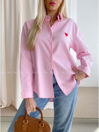 Predĺžená košeľa so srdiečkom ružová AB 67