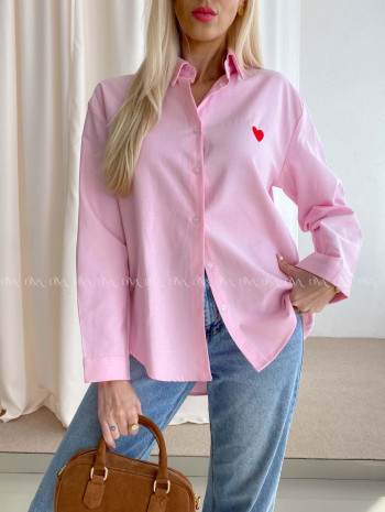 Predĺžená košeľa so srdiečkom ružová AB 67