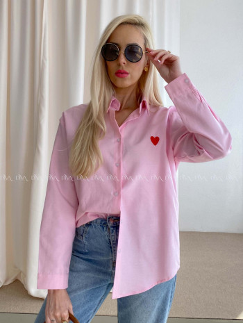 Predĺžená košeľa so srdiečkom ružová AB 67