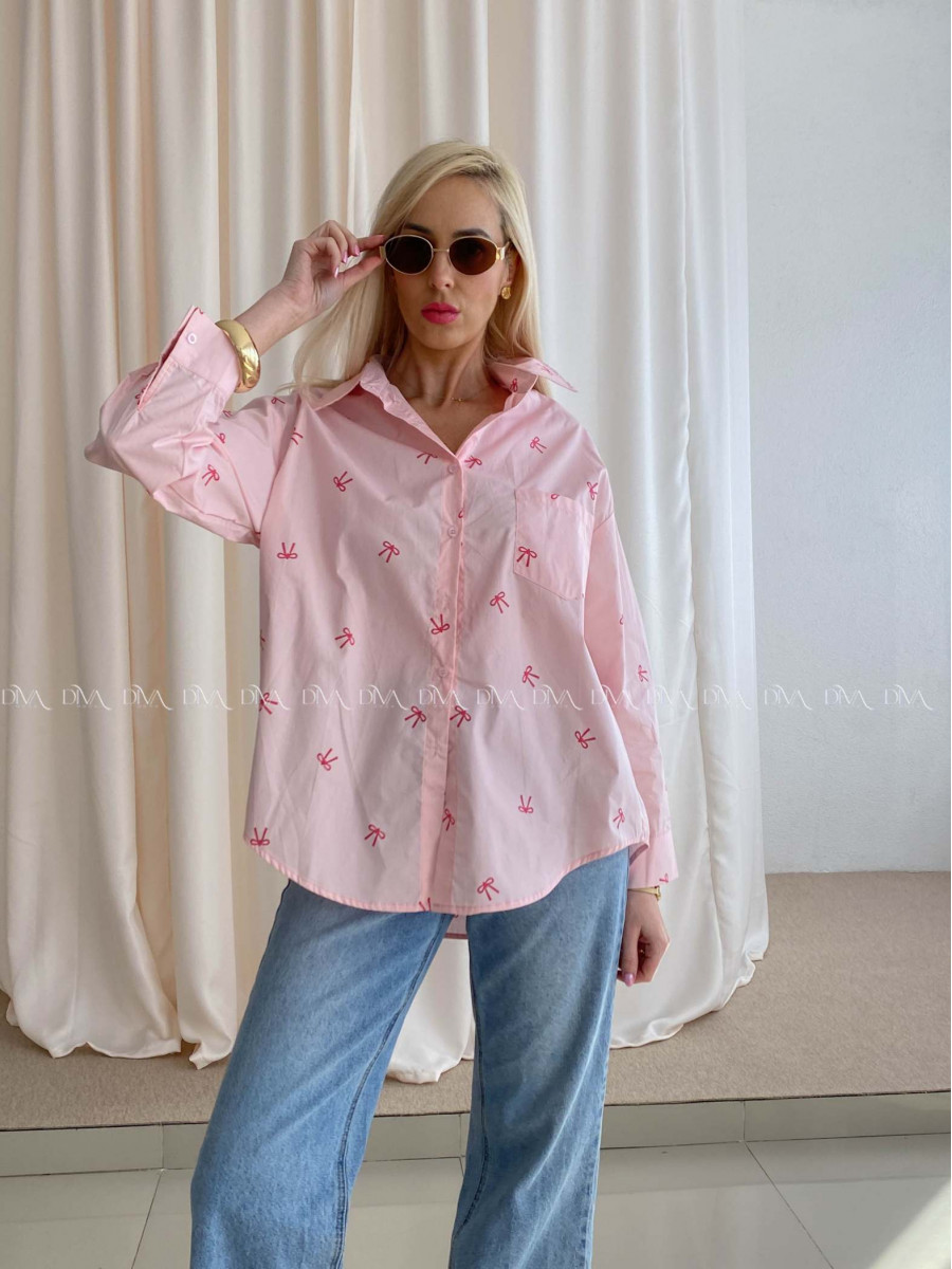 Oversize košeľa s mašličkami ružová AB 74