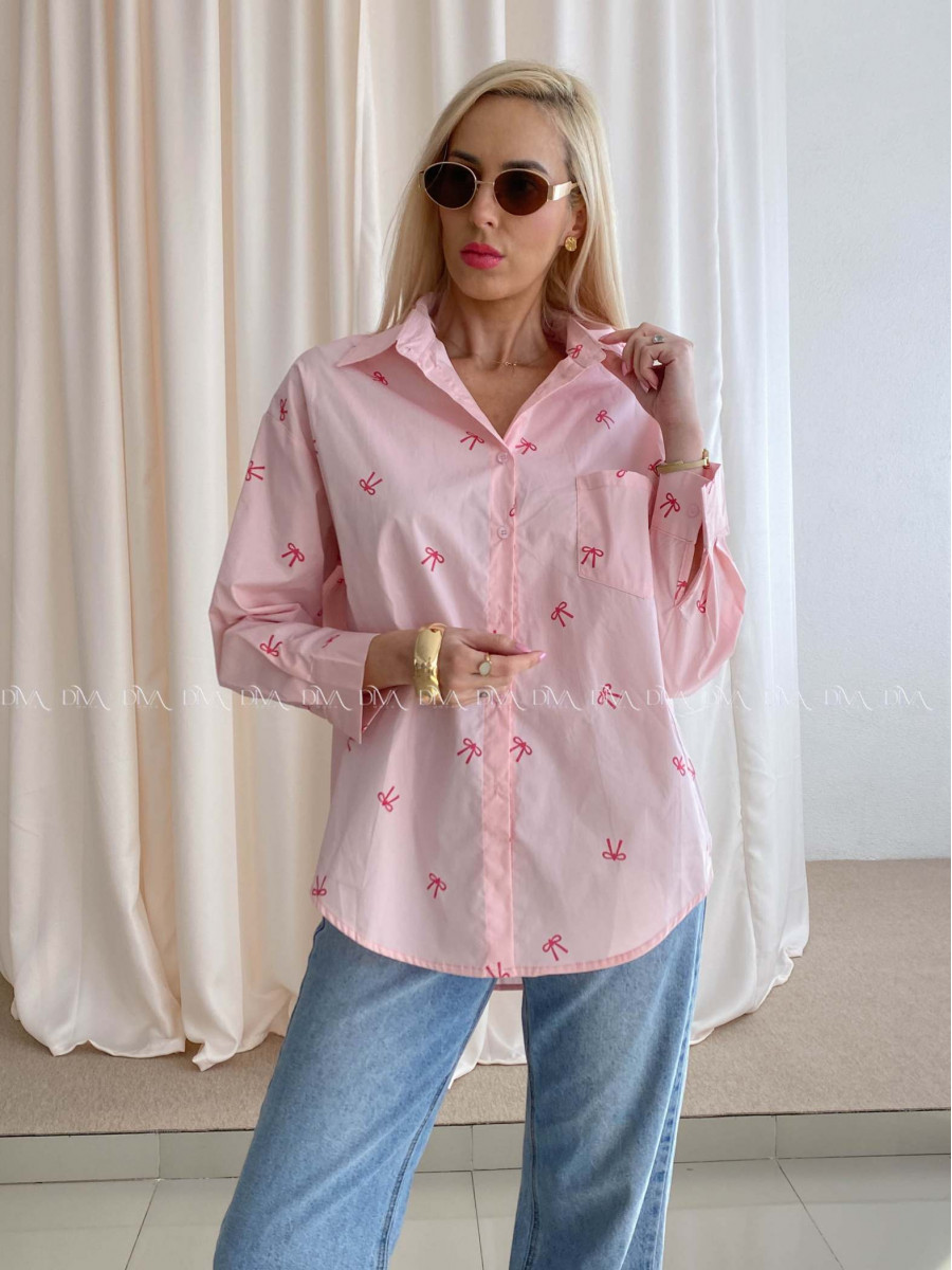 Oversize košeľa s mašličkami ružová AB 74