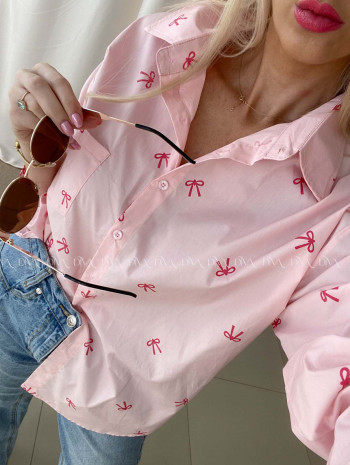 Oversize košeľa s mašličkami ružová AB 74