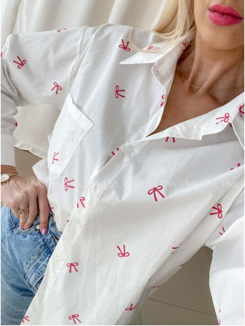 Oversize košeľa s mašličkami biela AB 74