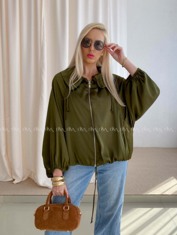 Ľahká prechodná bunda na zips khaki AB 92