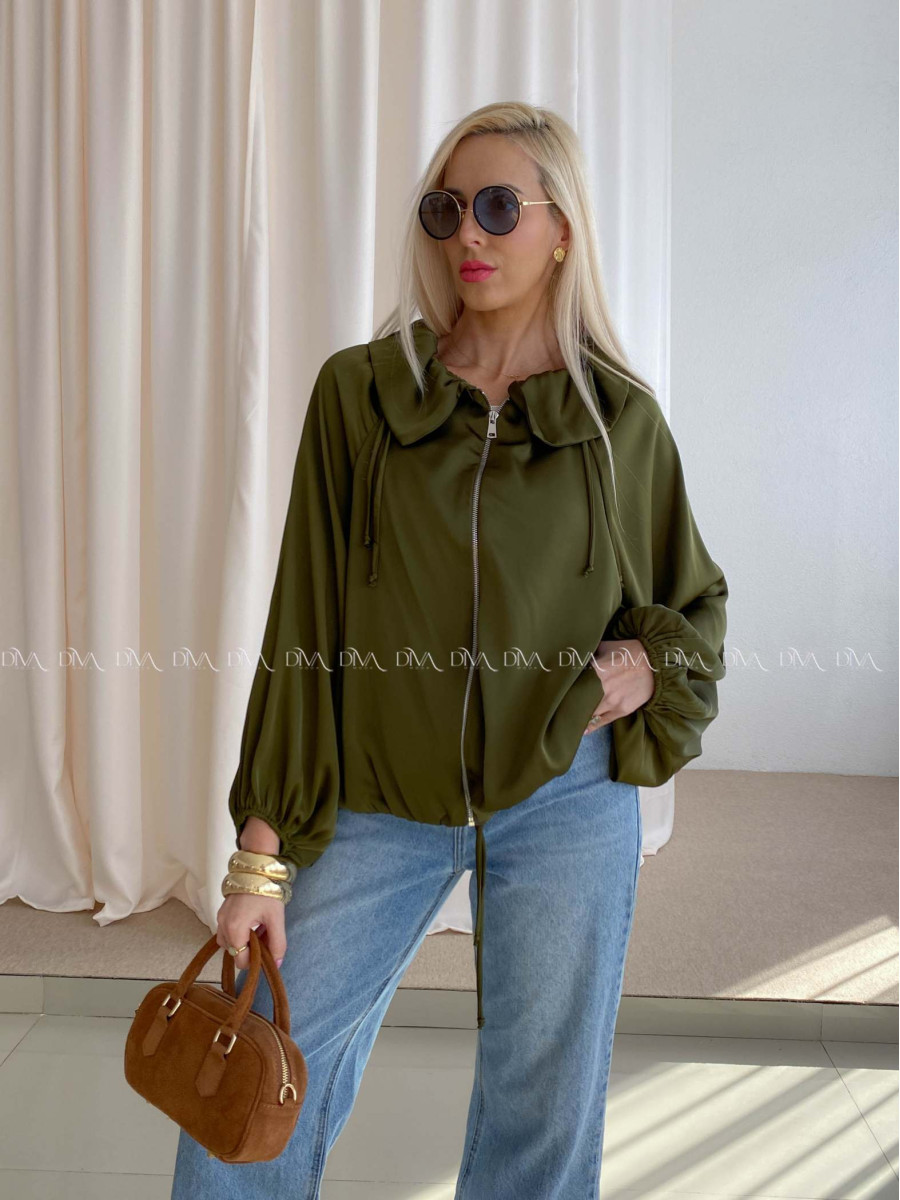 Ľahká prechodná bunda na zips khaki AB 92