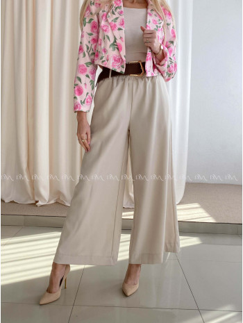 Široké nohavice s opaskom béžové AB 70