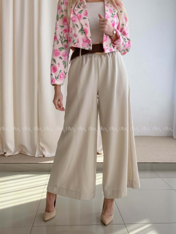 Široké nohavice s opaskom béžové AB 70