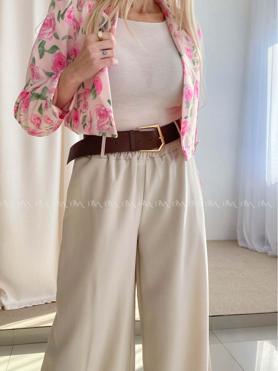 Široké nohavice s opaskom béžové AB 70