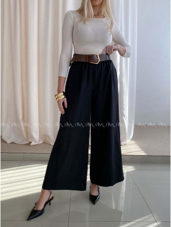 Široké kalhoty s páskem černé AB 70