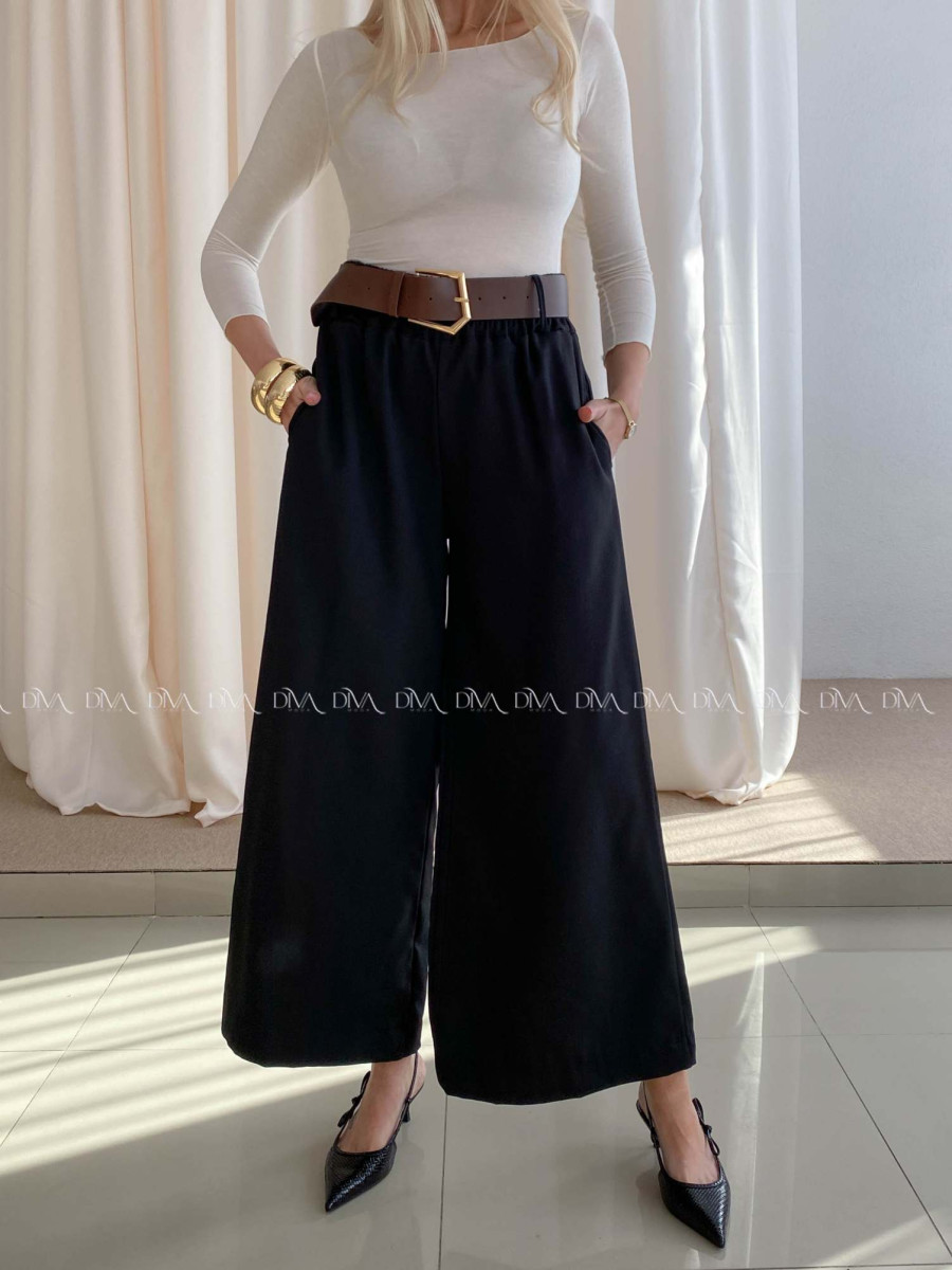 Široké kalhoty s páskem černé AB 70