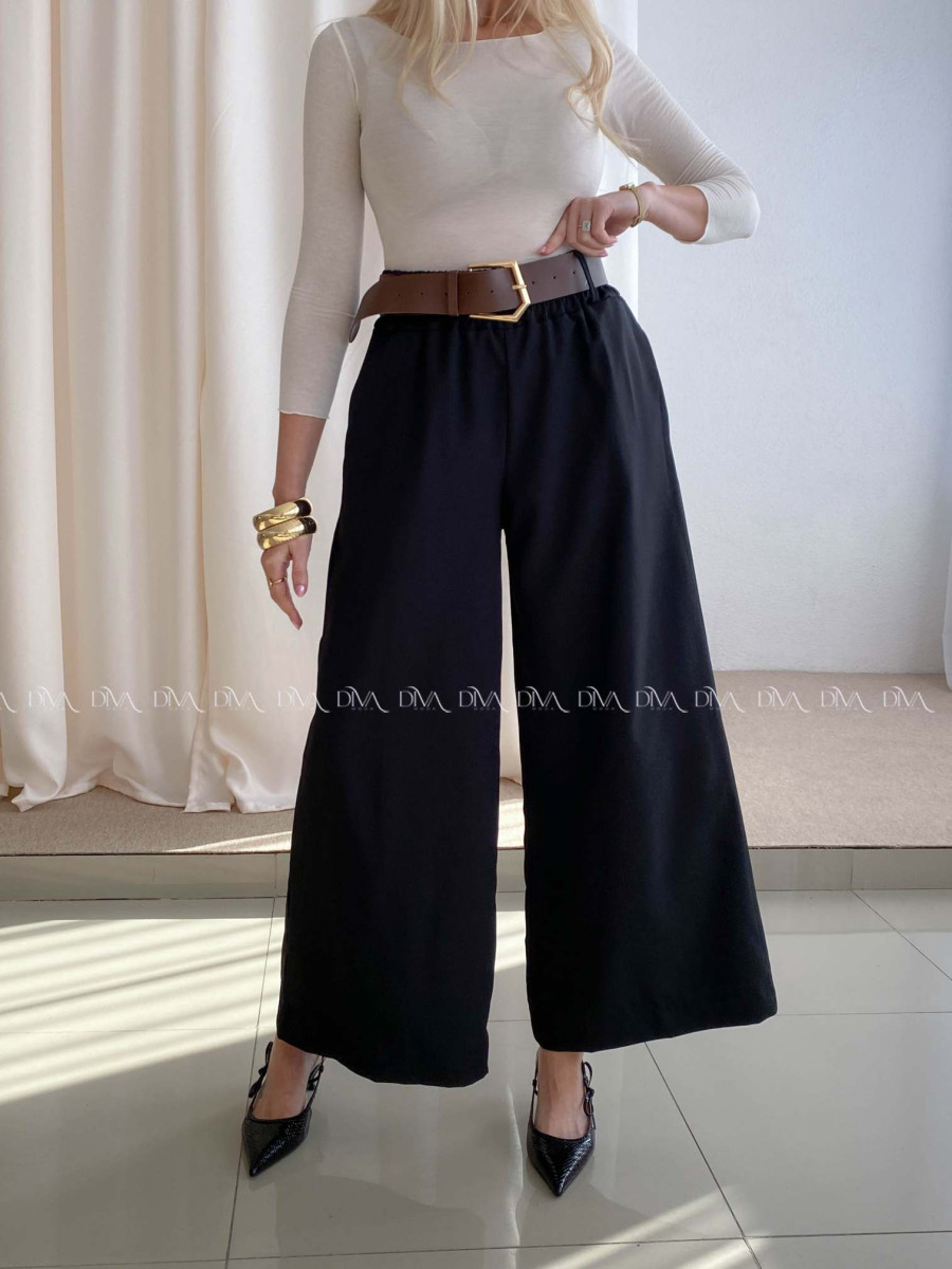 Široké kalhoty s páskem černé AB 70