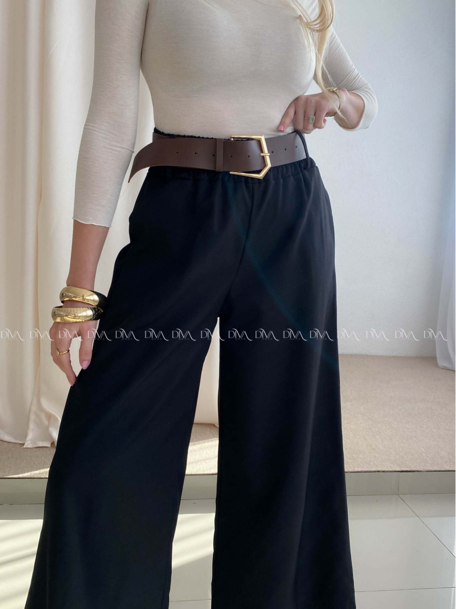 Široké kalhoty s páskem černé AB 70