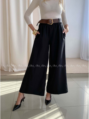 Široké kalhoty s páskem černé AB 70