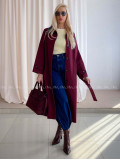 Trench coat burgundy s čiernym golierom AA 73 Trench coat burgundy s čiernym golierom AA 73