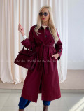 Trench coat burgundy s čiernym golierom AA 73 Trench coat burgundy s čiernym golierom AA 73