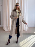 Trench coat béžový s čokoládovým golierom AA 73 Trench coat béžový s čokoládovým golierom AA 73