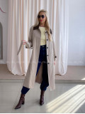 Trench coat béžový s čokoládovým golierom AA 73 Trench coat béžový s čokoládovým golierom AA 73
