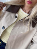 Trench coat béžový s čokoládovým golierom AA 73 Trench coat béžový s čokoládovým golierom AA 73