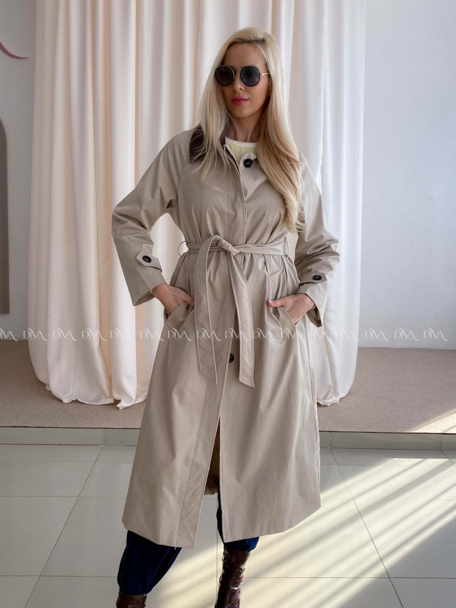 Trench coat béžový s čokoládovým golierom AA 73 Trench coat béžový s čokoládovým golierom AA 73