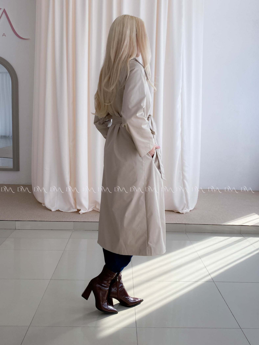 Trench coat béžový s čokoládovým golierom AA 73 Trench coat béžový s čokoládovým golierom AA 73