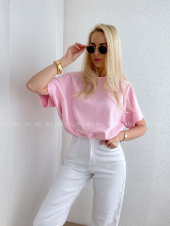 Basic tričko do pása baby pink AB 62