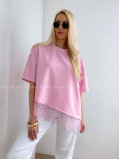 Asymetrické tričko s krajkou ružové AB 66