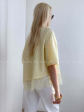 Asymetrické tričko s krajkou butter yellow AB 66 Asymetrické tričko s krajkou butter yellow AB 66