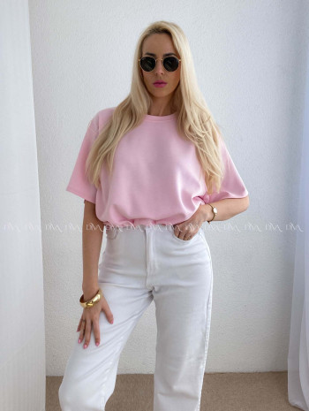 Basic tričko do pása baby pink AB 62