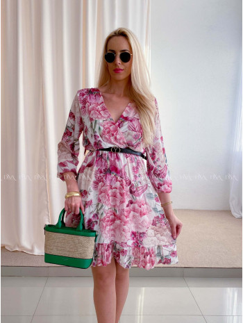 Ľahké šaty s opaskom orchid fuchsia AB 97