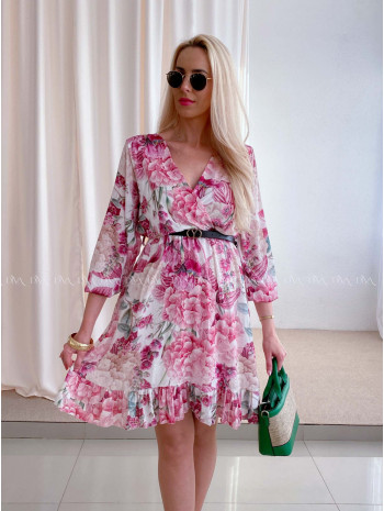 Ľahké šaty s opaskom orchid fuchsia AB 97