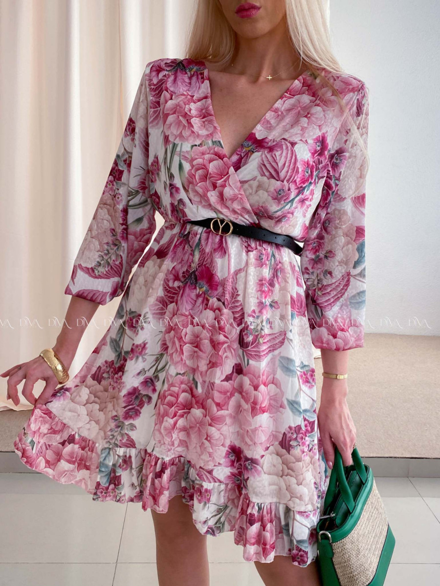 Ľahké šaty s opaskom orchid fuchsia AB 97