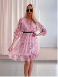 Ľahučké šaty s opaskom parrot ružové AB 96 Ľahučké šaty s opaskom parrot ružové AB 96