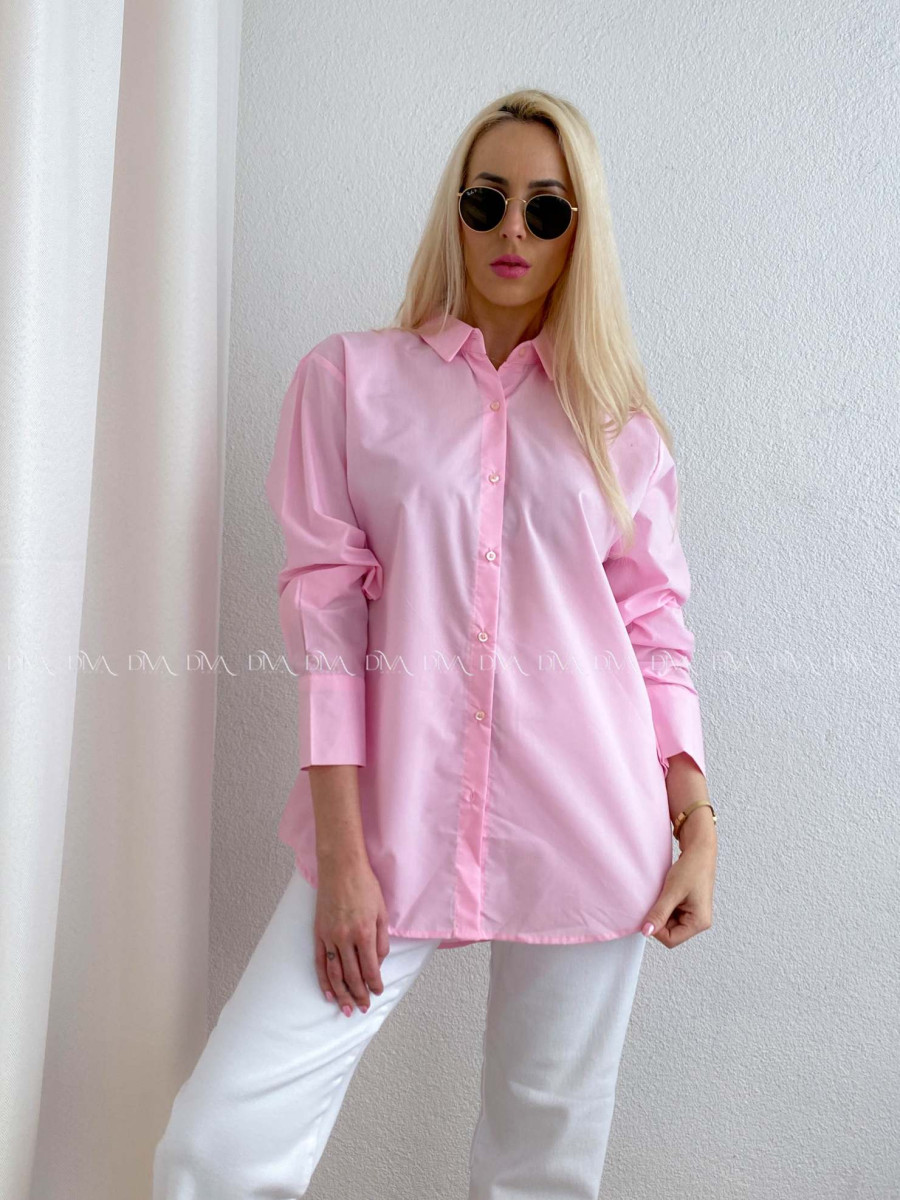 Popelínová oversize košeľa ružová PP 170