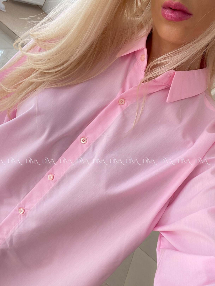 Popelínová oversize košeľa ružová PP 170