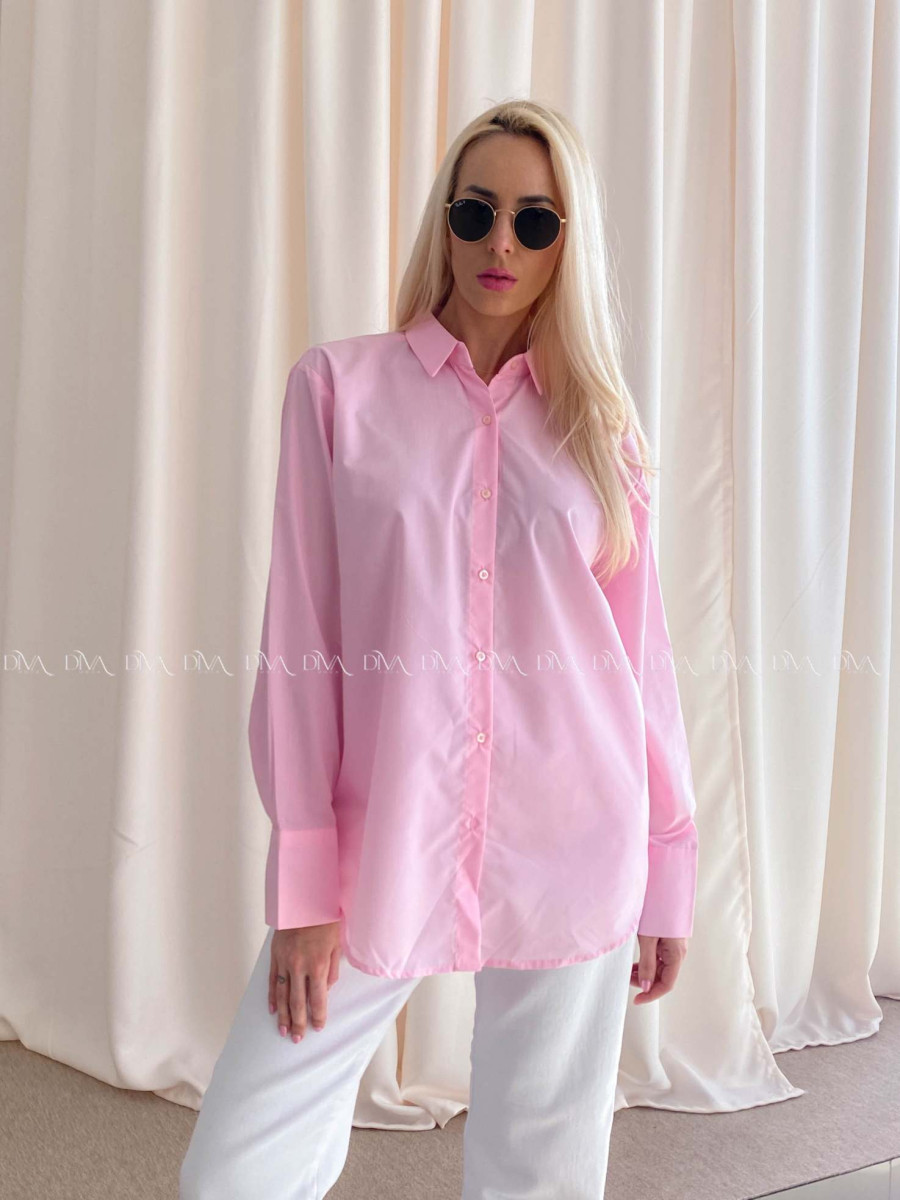 Popelínová oversize košeľa ružová PP 170