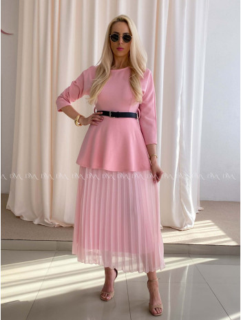 Maxi šaty s plisovanou sukňou Elis ružové AB 65 Maxi šaty s plisovanou sukňou Elis ružové AB 65
