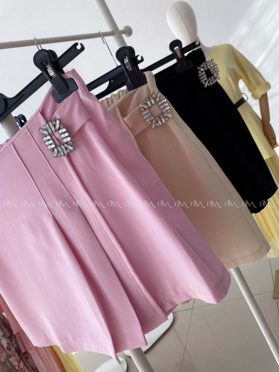 Mini skort sukňa s kamienkovou sponou baby pink AB 64