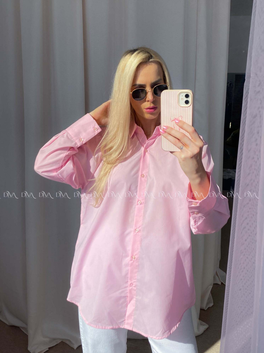 Popelínová oversize košeľa ružová PP 170