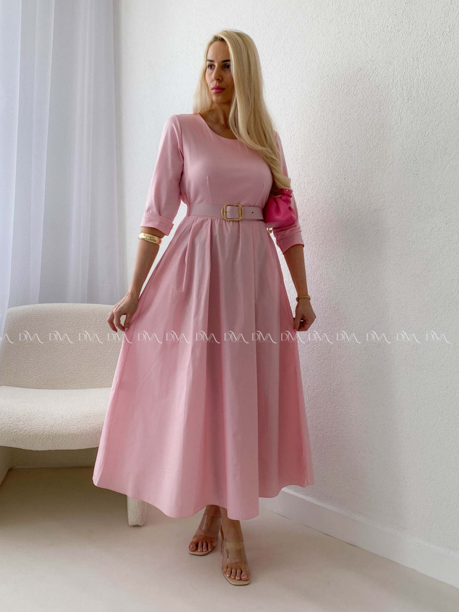 Maxi šaty Adina s opaskom ružové AB 101