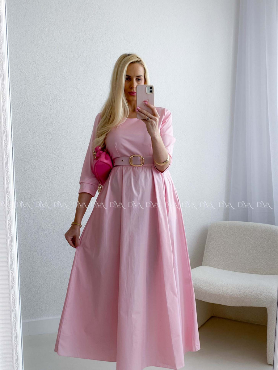 Maxi šaty Adina s opaskom ružové AB 101
