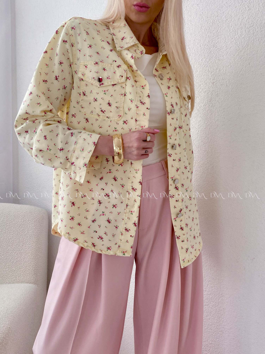 Kvetinková košeľa z mäkkej rifloviny butter yellow AB 94