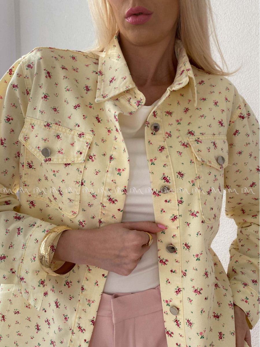 Kvetinková košeľa z mäkkej rifloviny butter yellow AB 94