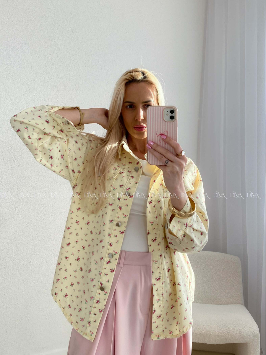 Kvetinková košeľa z mäkkej rifloviny butter yellow AB 94