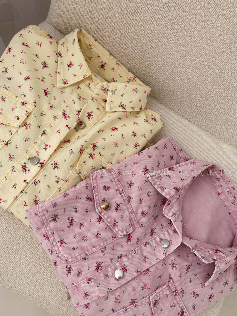 Kvetinková košeľa z mäkkej rifloviny butter yellow AB 94